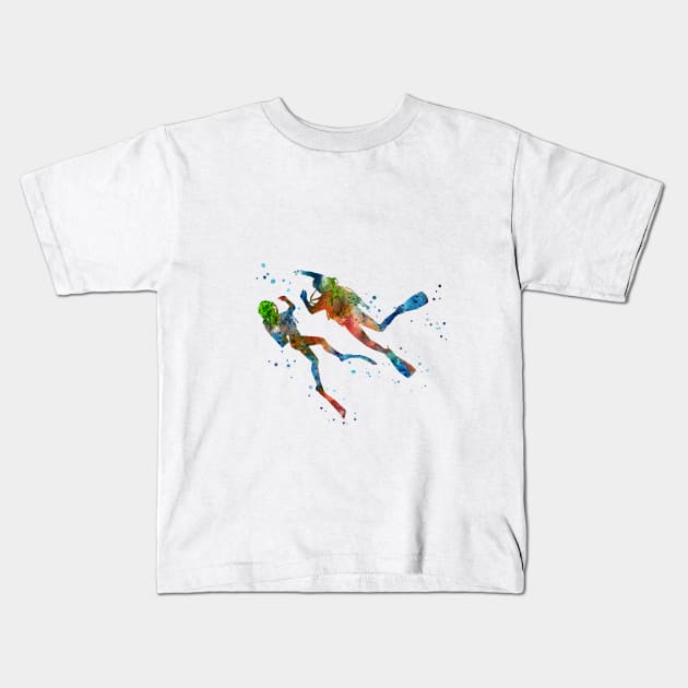 Scuba divers scuba couple Kids T-Shirt by RosaliArt